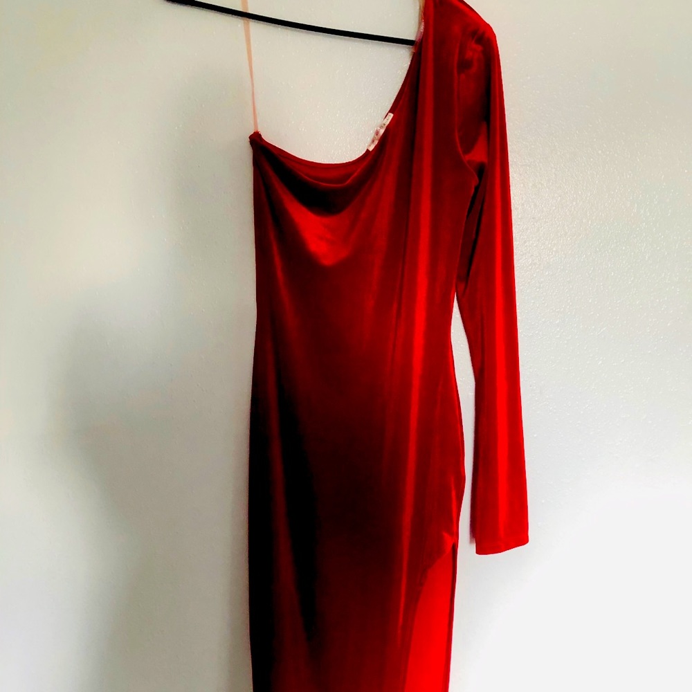 Velvet one shoulder dress